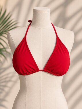 OP Red Triangle Bikini Top Halter Tie Back XL 15-17
